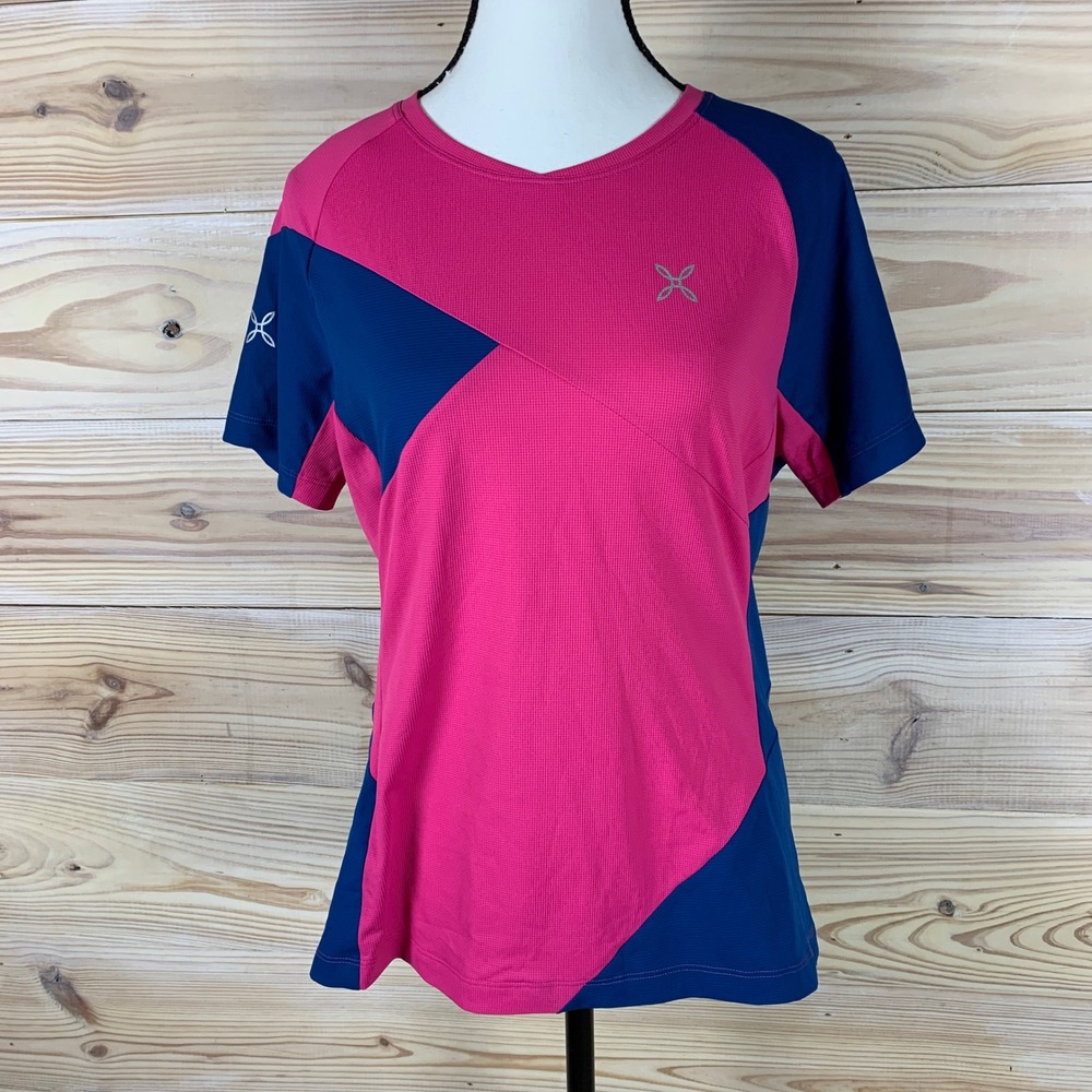 Montura T-Shirt Womens L Pink Blue Colorblock‎ Activewear Technical Hiking Top